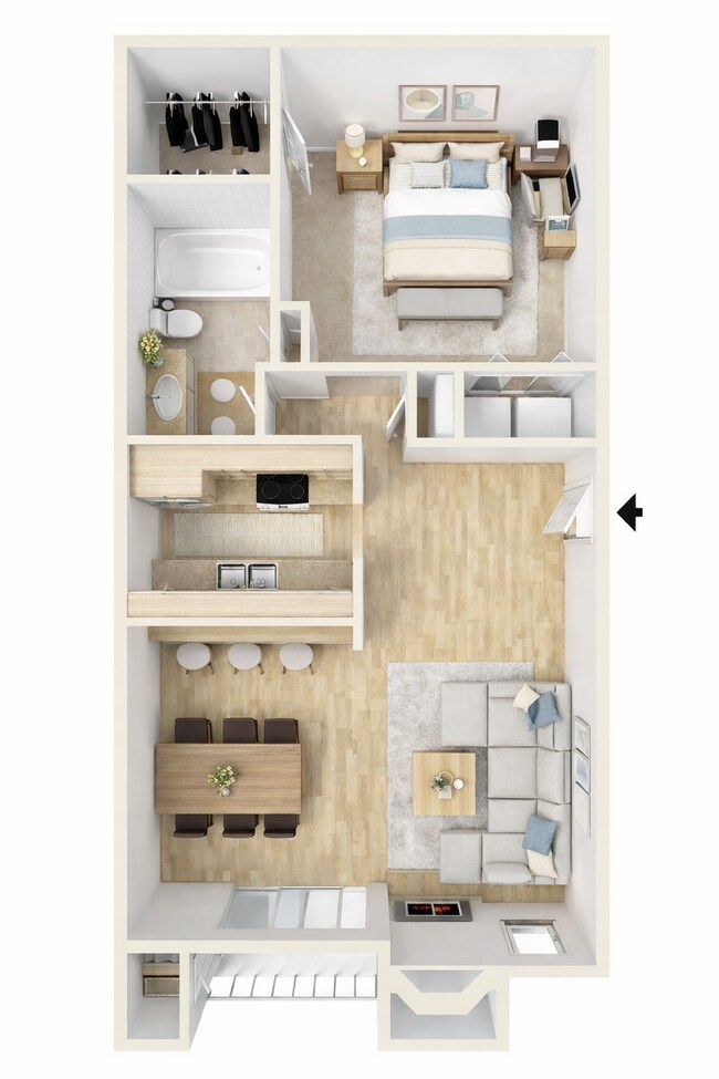 1 Bed 1 Bath 3326 floor plan